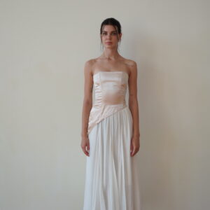 Lace-Back Satin Corset — Ivory Blush