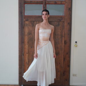 Cotton–Linen Midi Skirt — Ivory