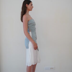 Cotton–Nylon Midi Skirt — White