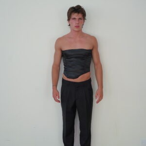 Silk Satin Asymmetric Corset — Black